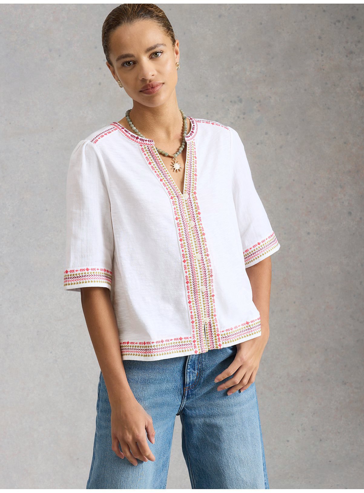 WHITE STUFF Lizzie Embroidered Top 
