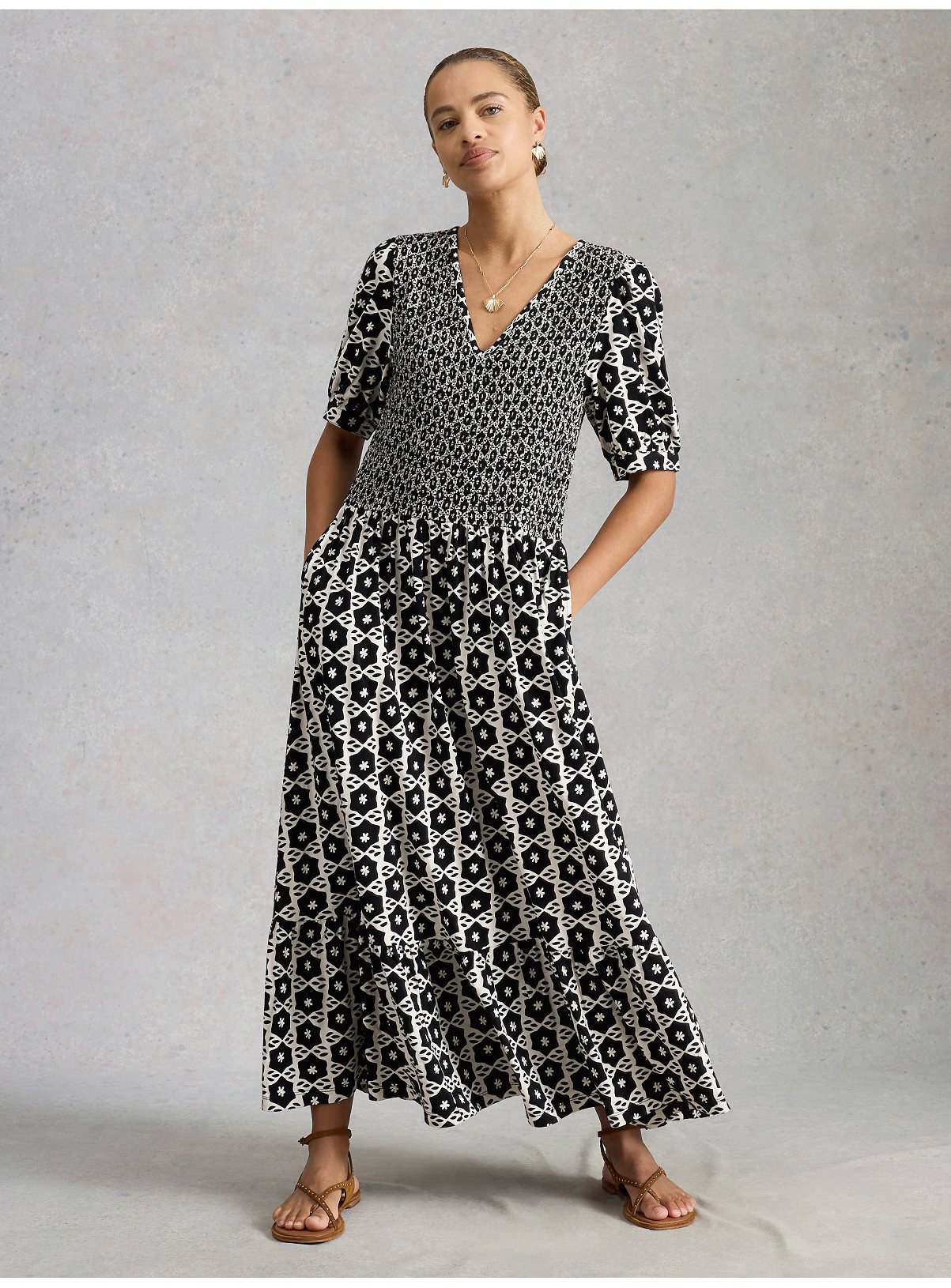 WHITE STUFF Nola Shirred Jersey Dress