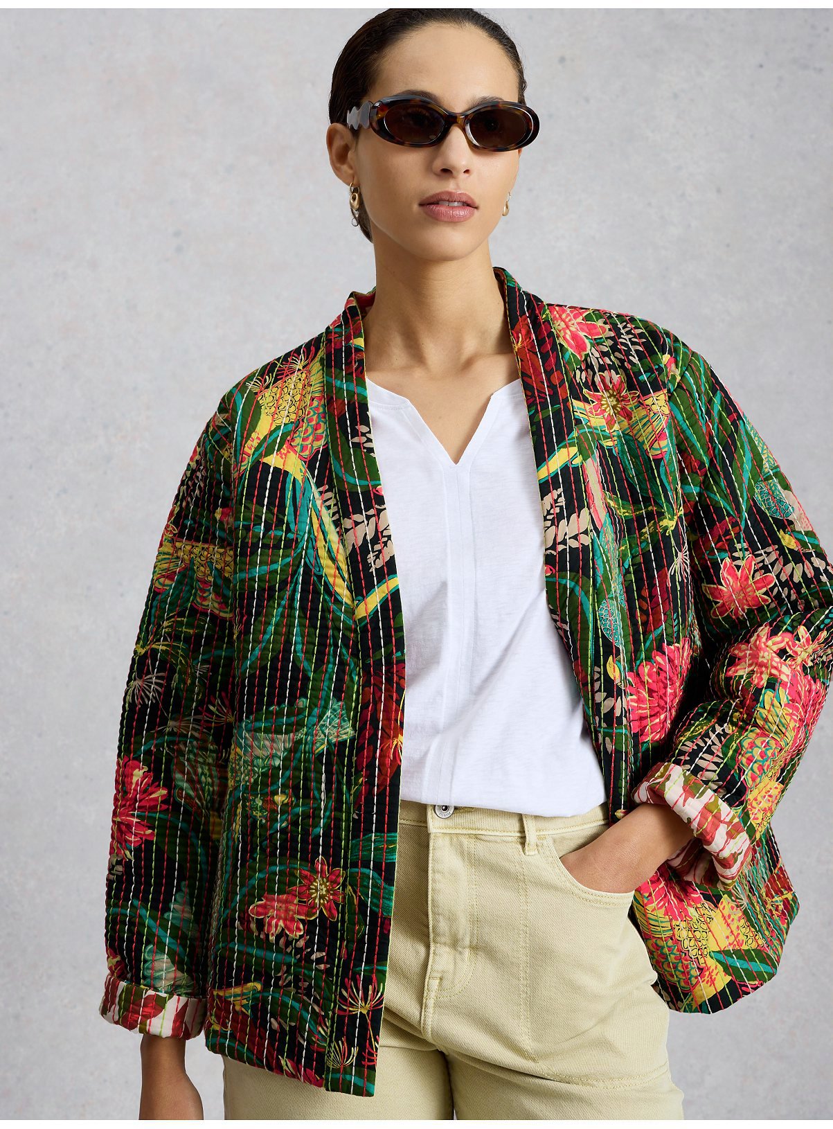 WHITE STUFF Printed Quilted Jacket 