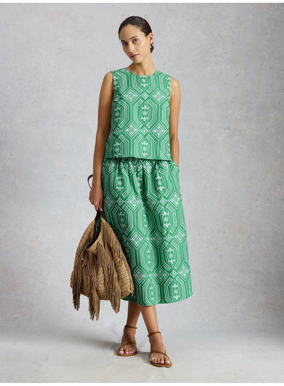 WHITE STUFF Hallie Embroidered Midi Skirt 18