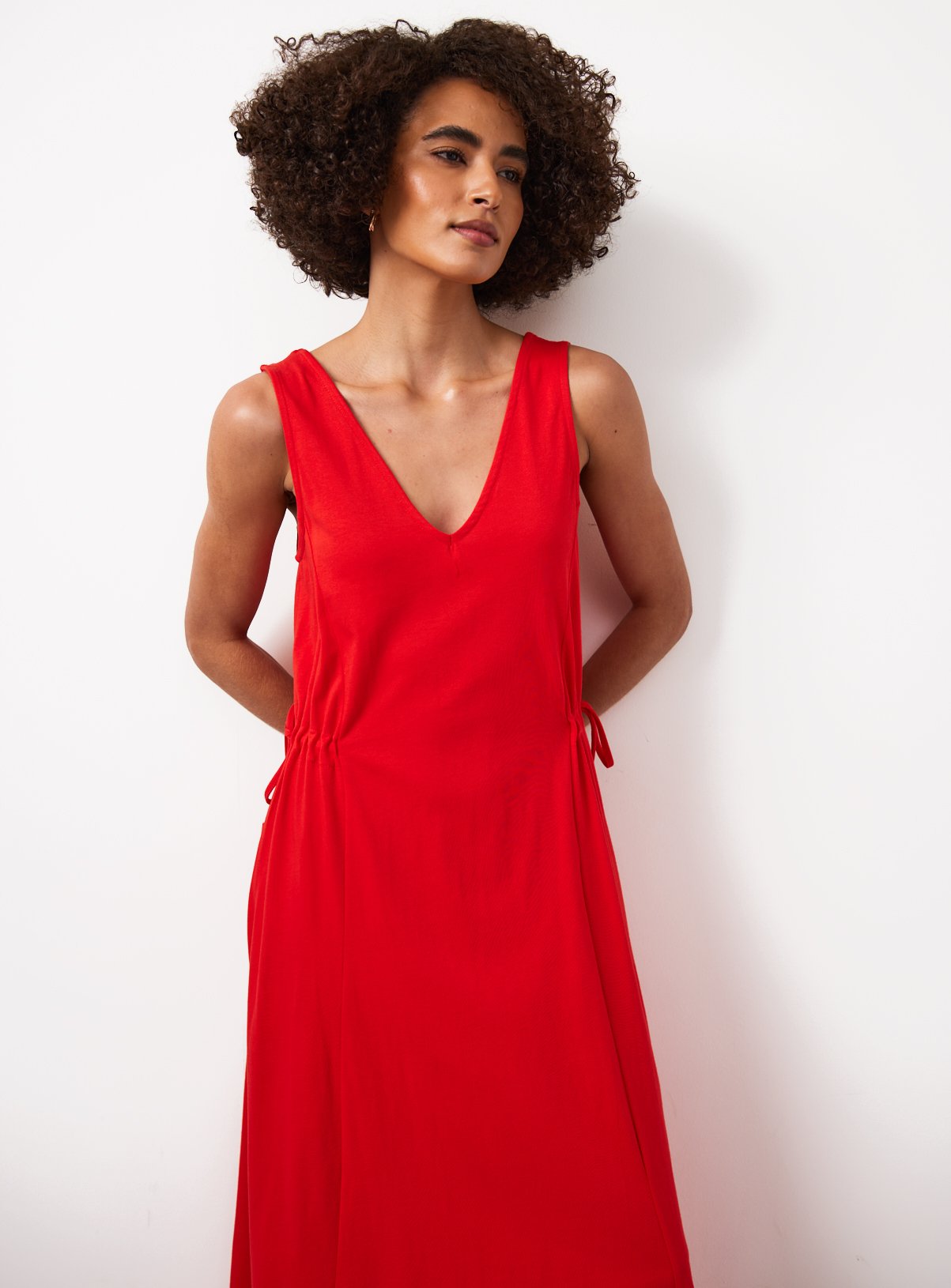 Red Jersey Tie Side Midaxi Dress 12
