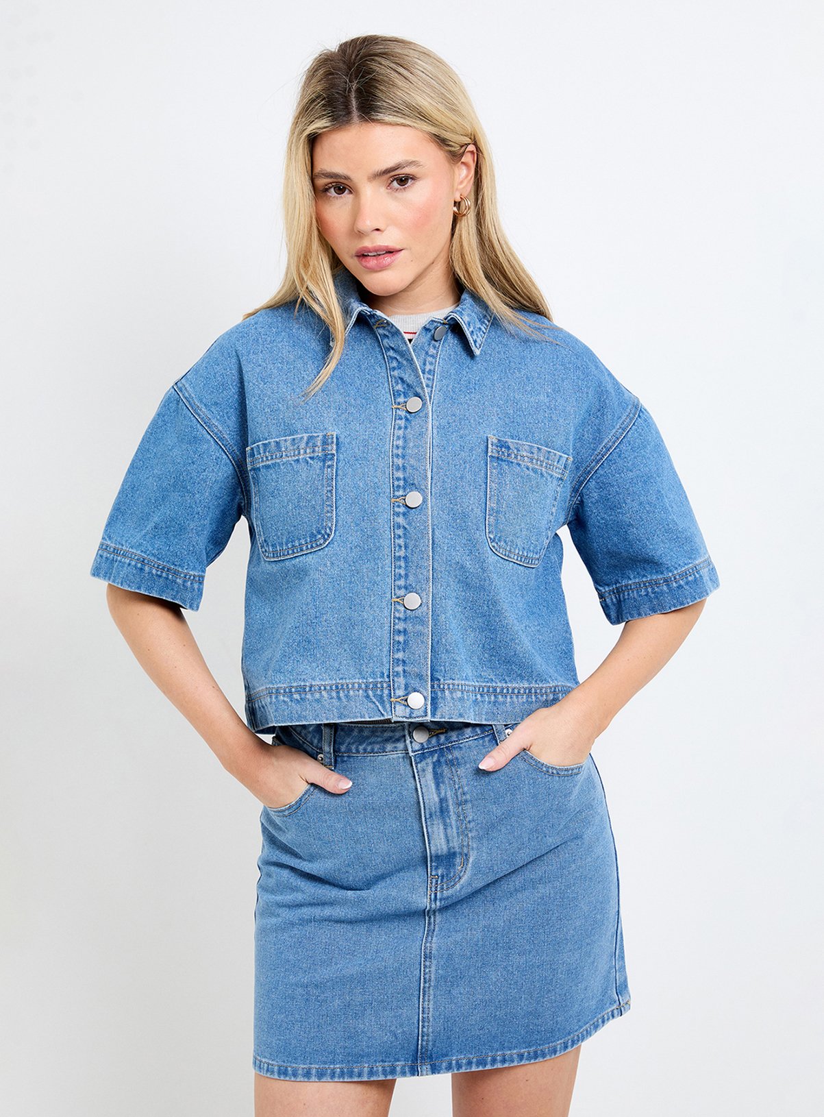 DOROTHY PERKINS Boxy Cropped Denim Jacket 