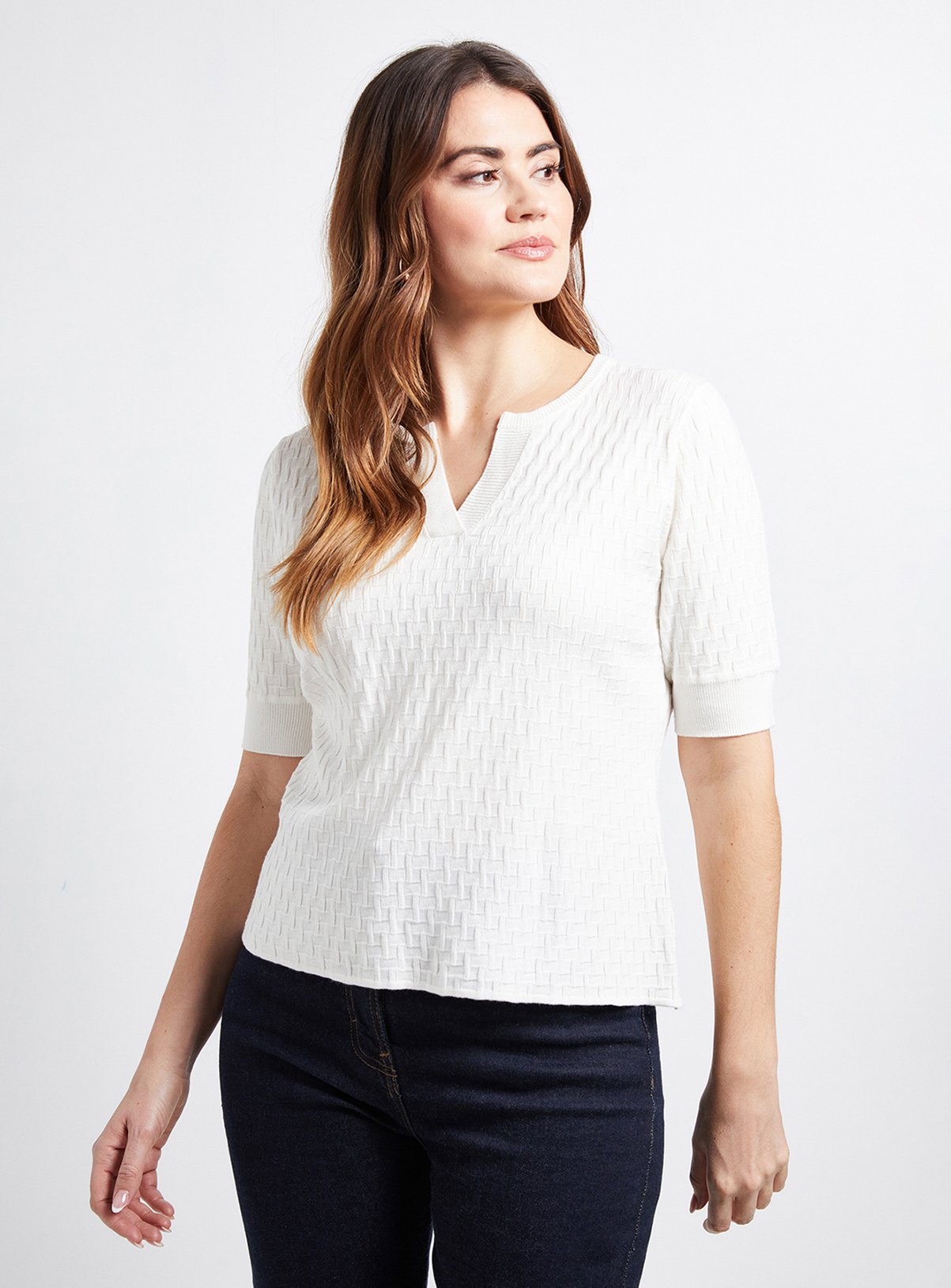 WALLIS Stitch Detail V Neck Knitted Top