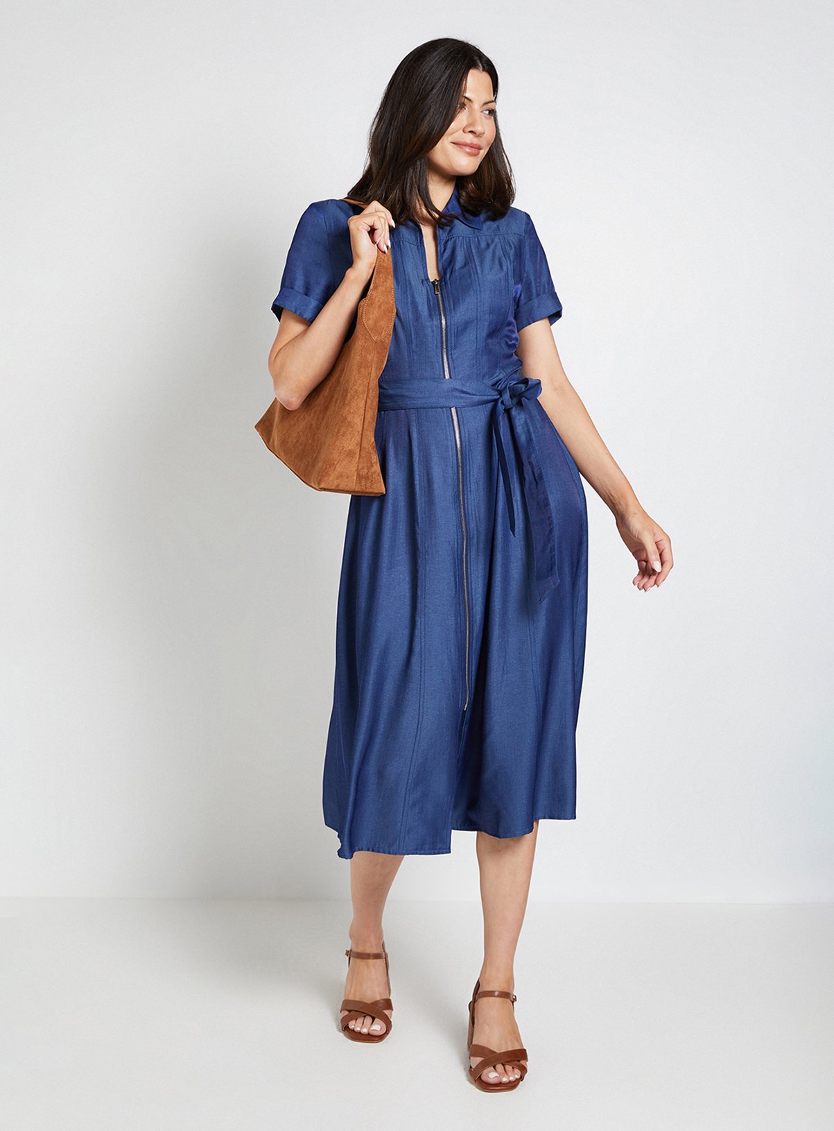 WALLIS Denim Look Zip Shirt Dress 