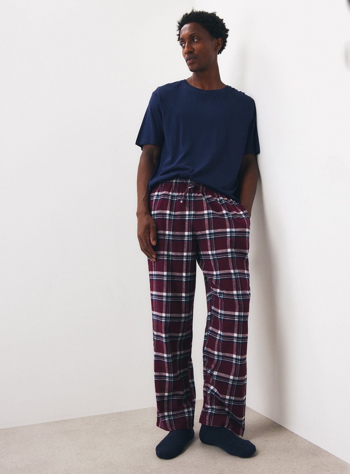 Grey & Burgundy Checked Pyjama Trousers 2-Pack 