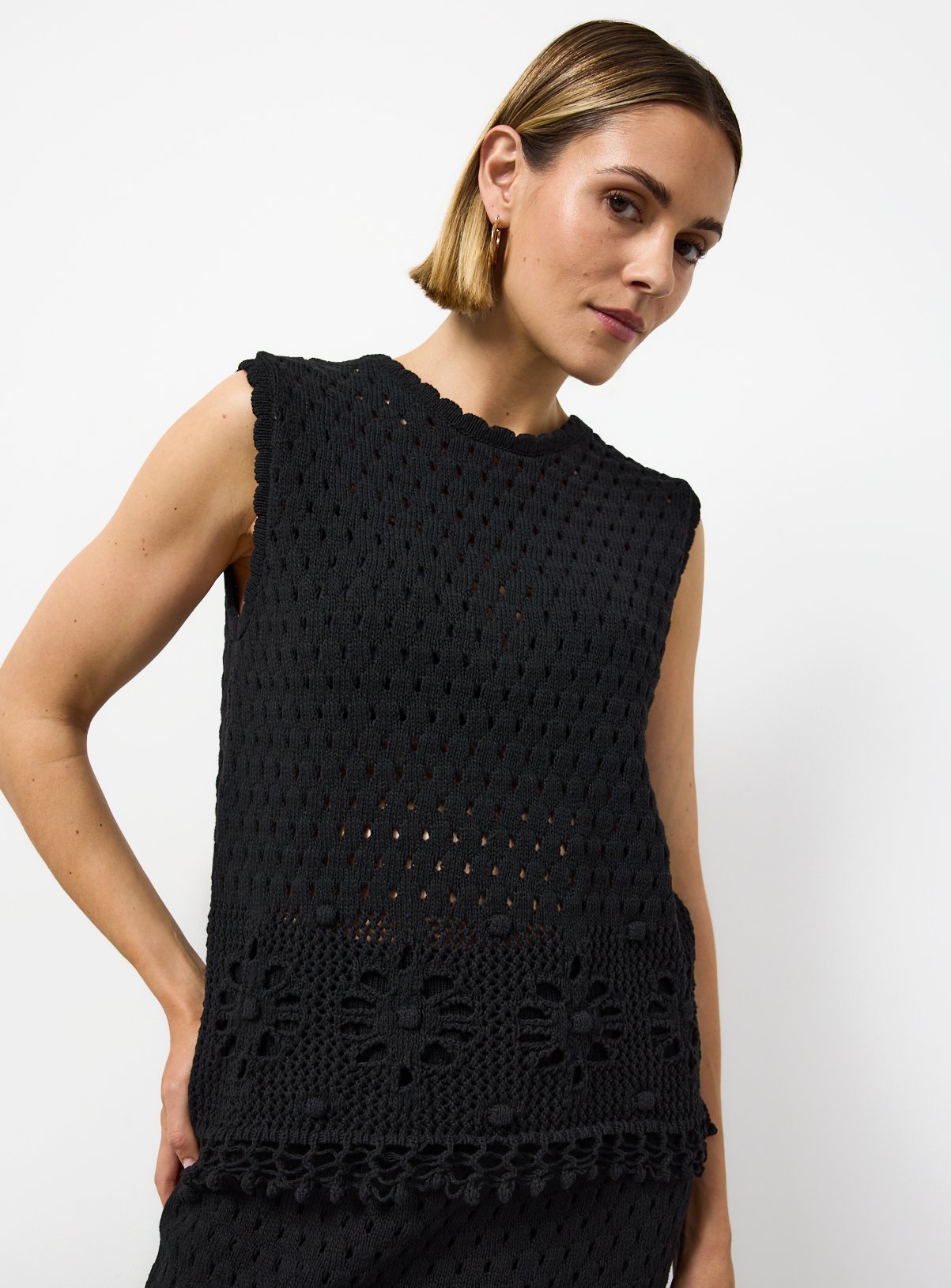 Black Crochet Co-ord Top 