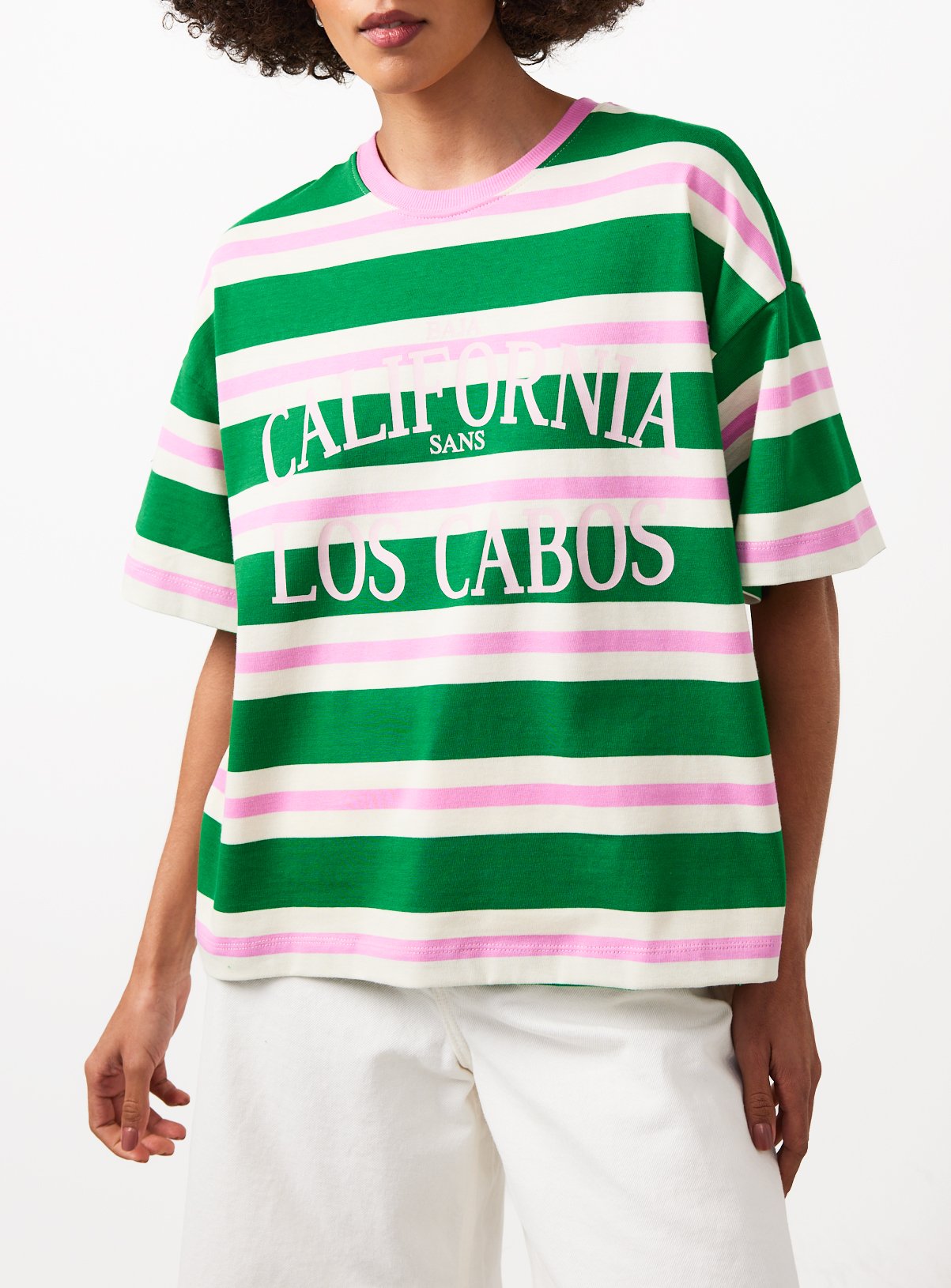 Green Stripe California Graphic Boxy Fit T-Shirt XL