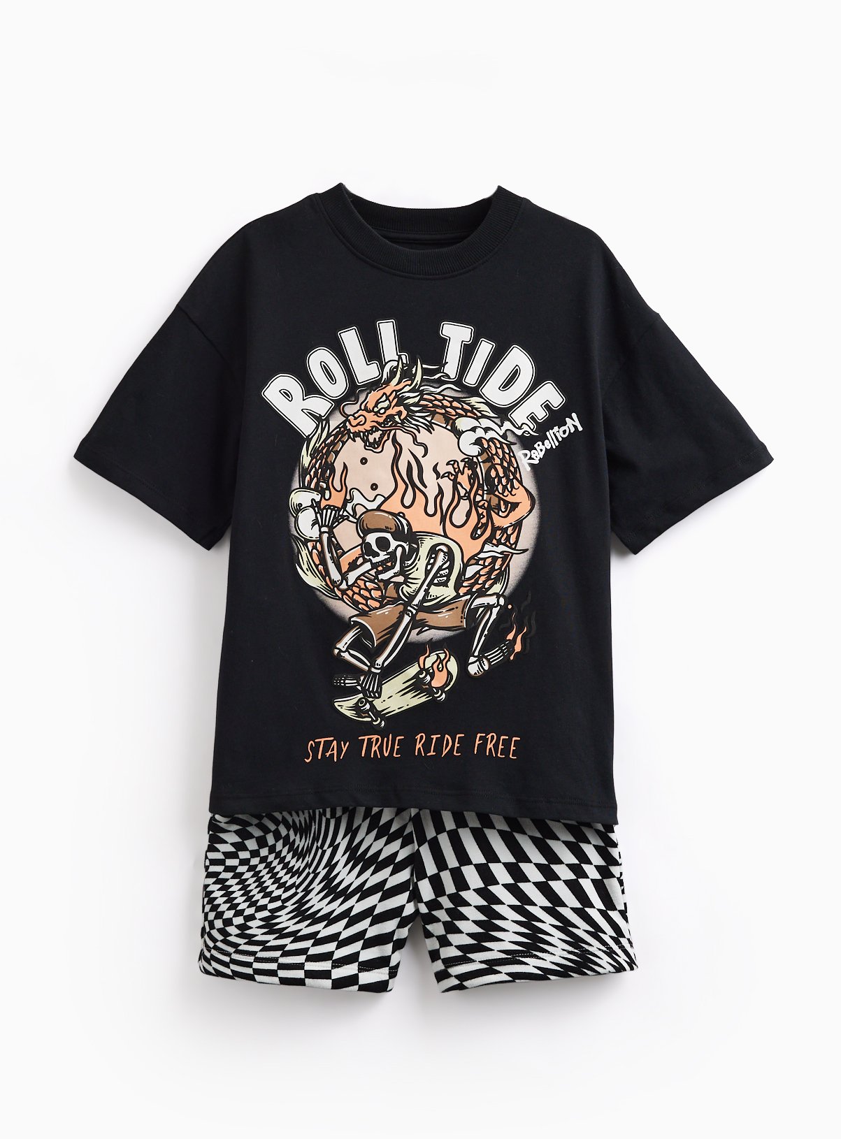 Skeleton T-Shirt & Checkerboard Shorts Set 5 years