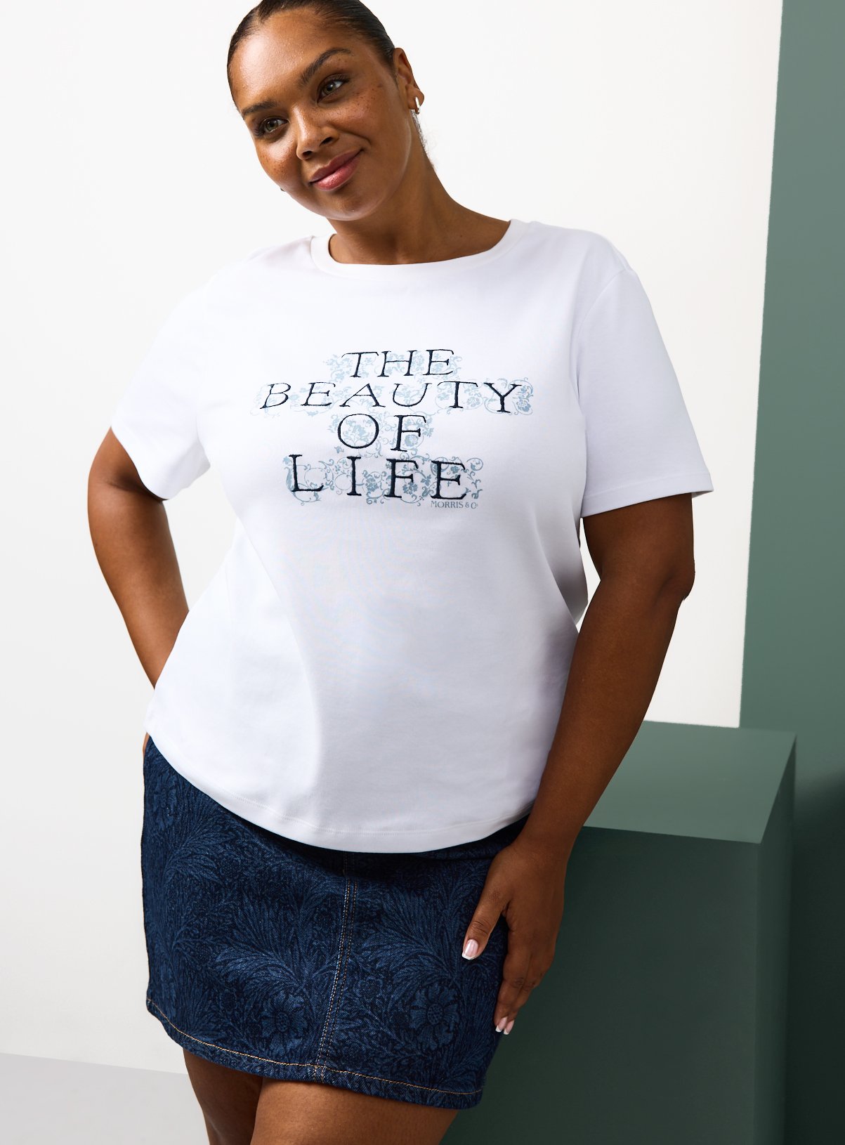 Tu x Morris & Co. White Beauty Of Life Graphic T-Shirt  