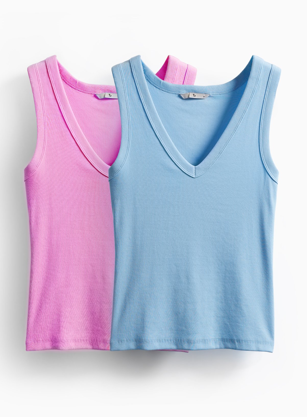 Ribbed V Neck Vests 2 Pack 