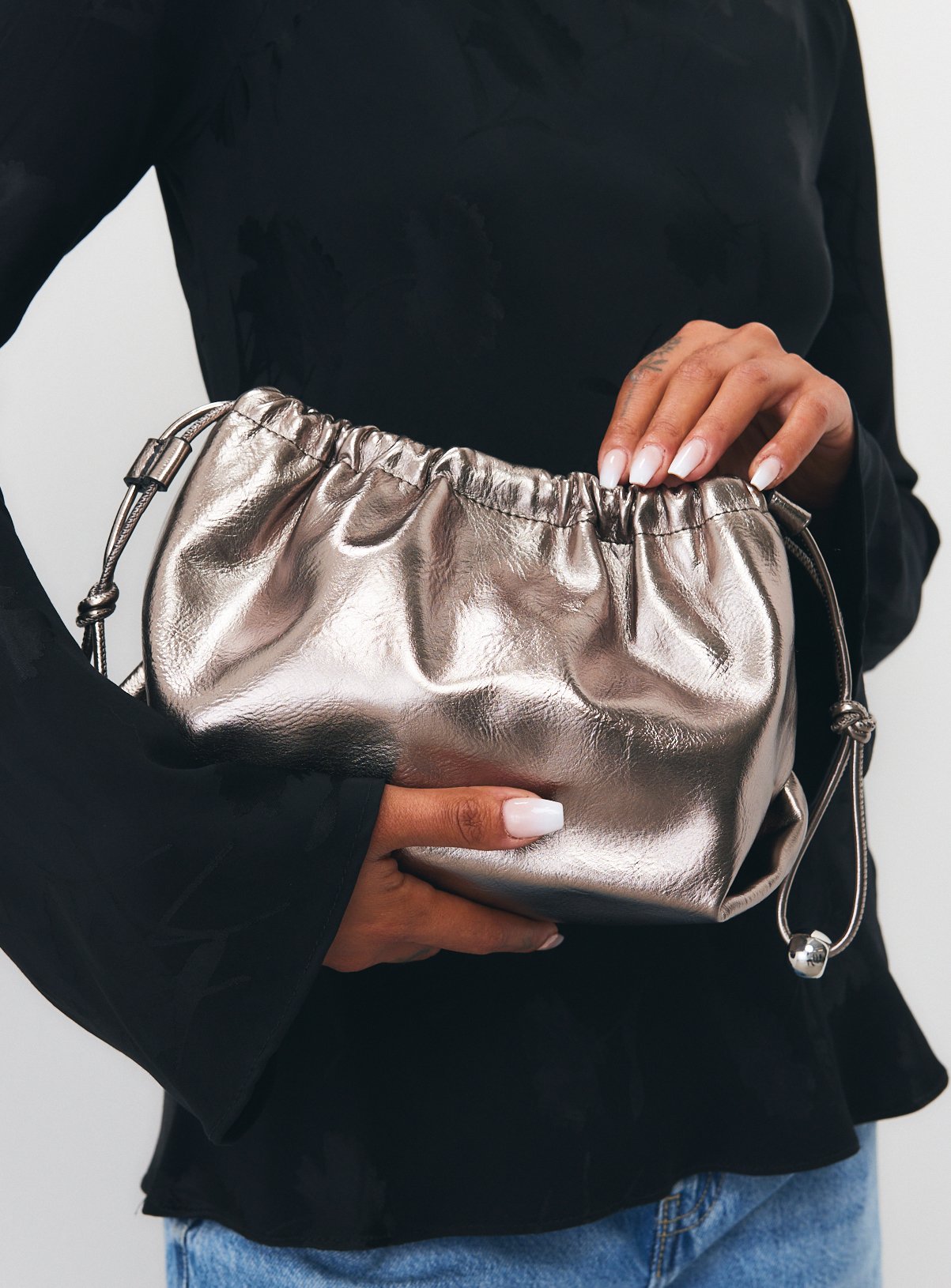 High Shine Drawstring Clutch One Size
