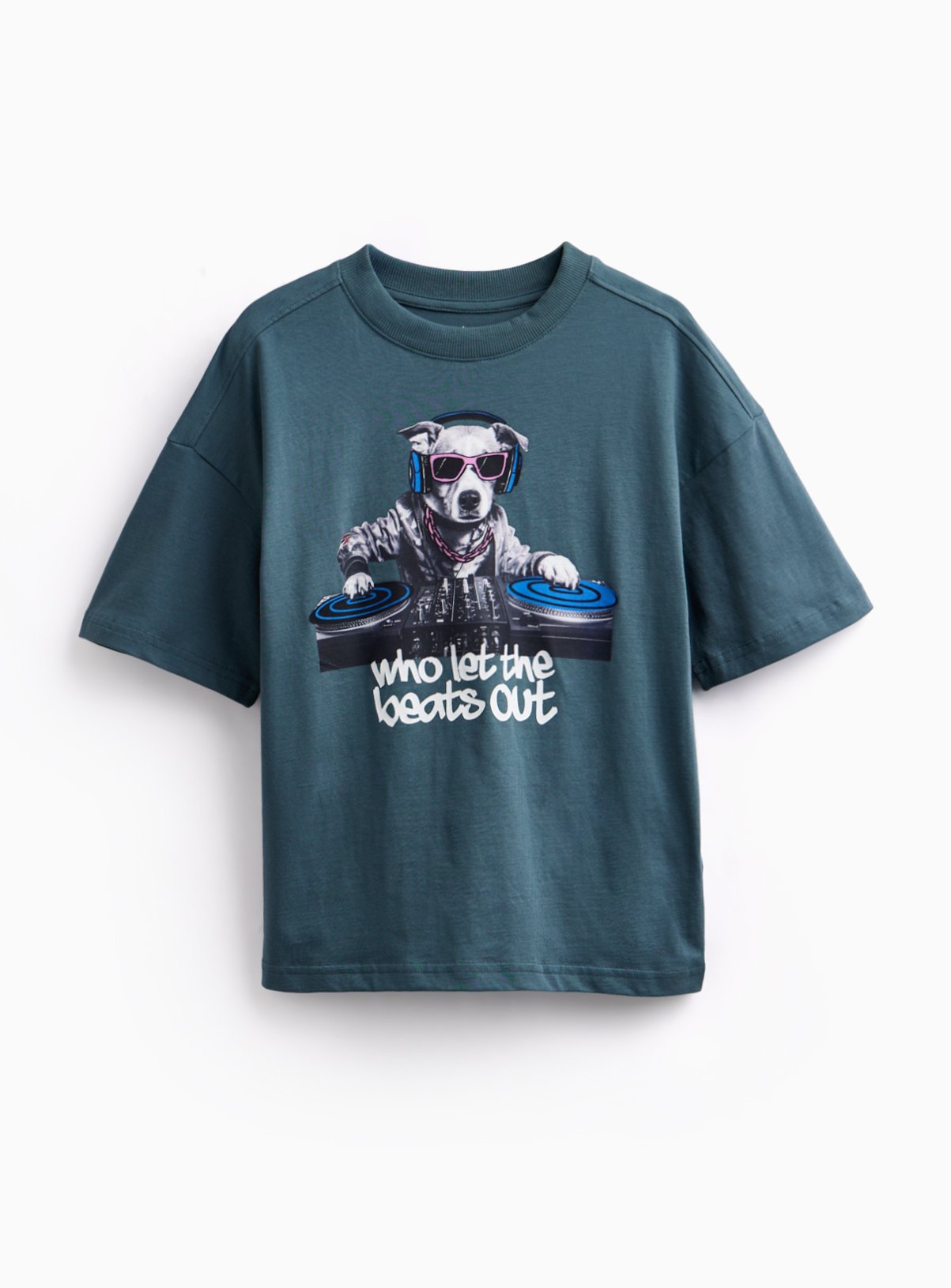 Who Let the Beats Out? Dog DJ T-Shirt 