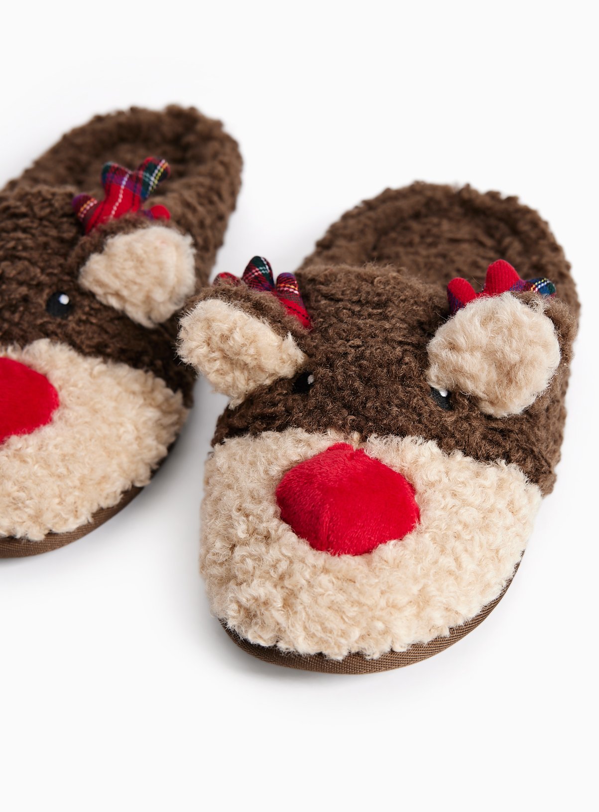 Christmas Reindeer Borg Mule Slippers 