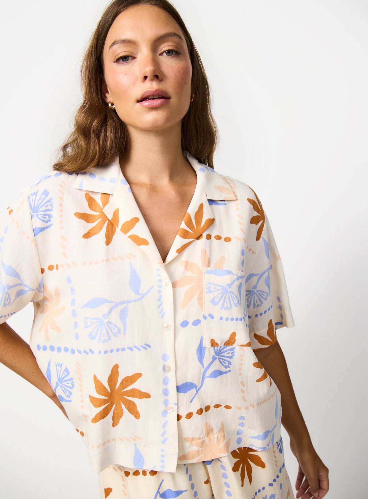 Holiday Patchwork Print Short Sleeve Co-ord Shirt  16