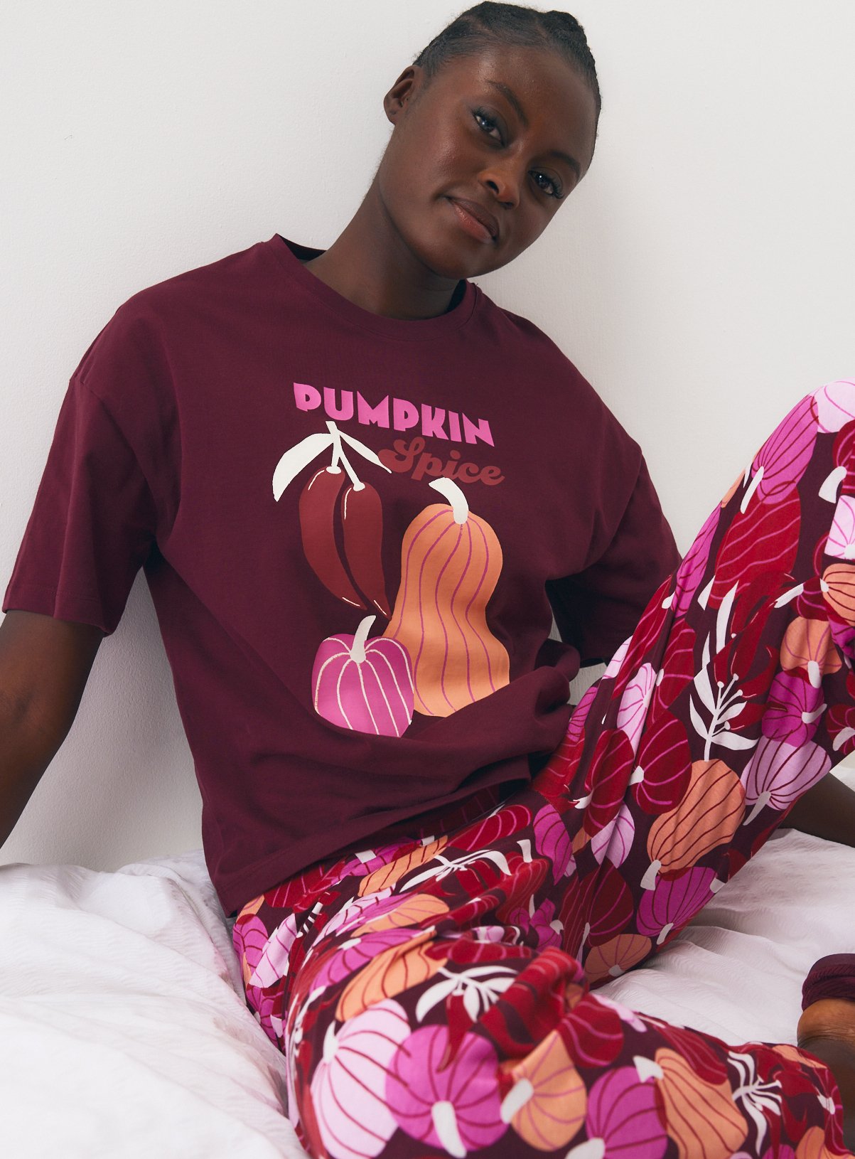 Burgundy & Plum Pumpkin Spice Pyjama Set 