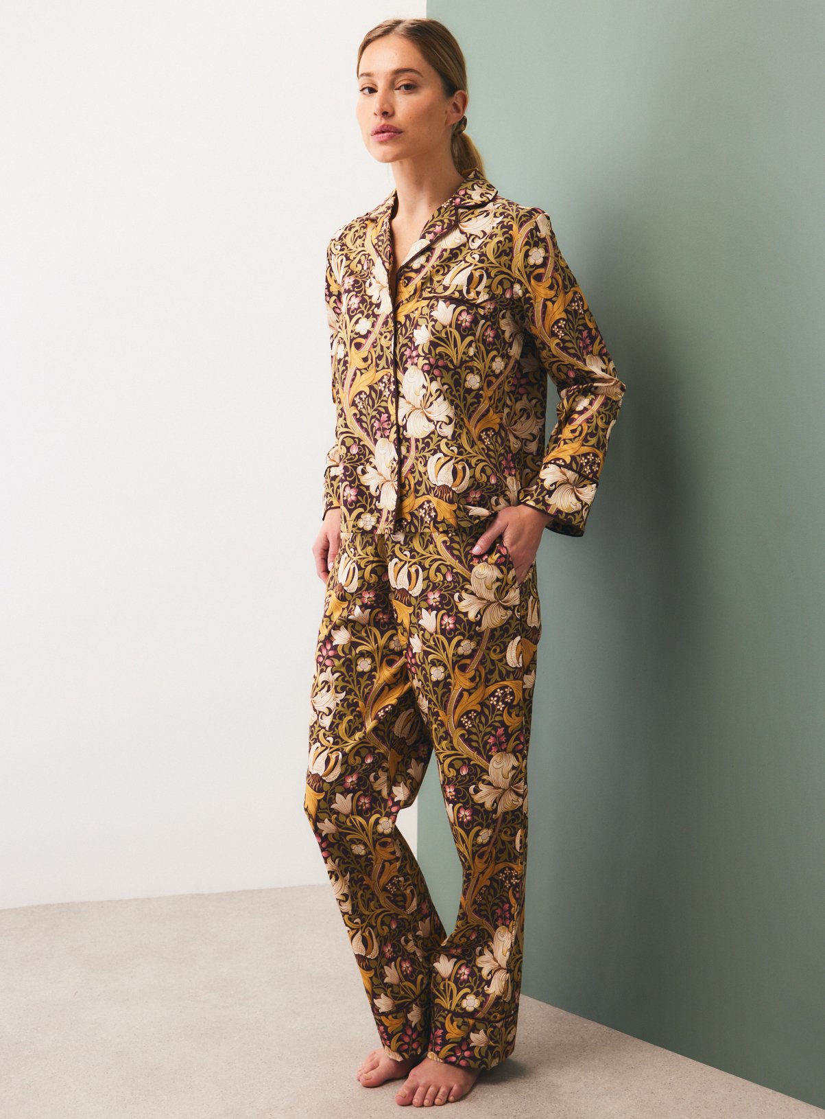 Tu x Morris & Co. Golden Lily Sateen Traditional Pyjama Set 