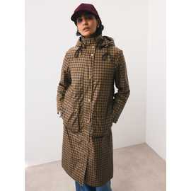 Shower Resistant Houndstooth Hooded Parka