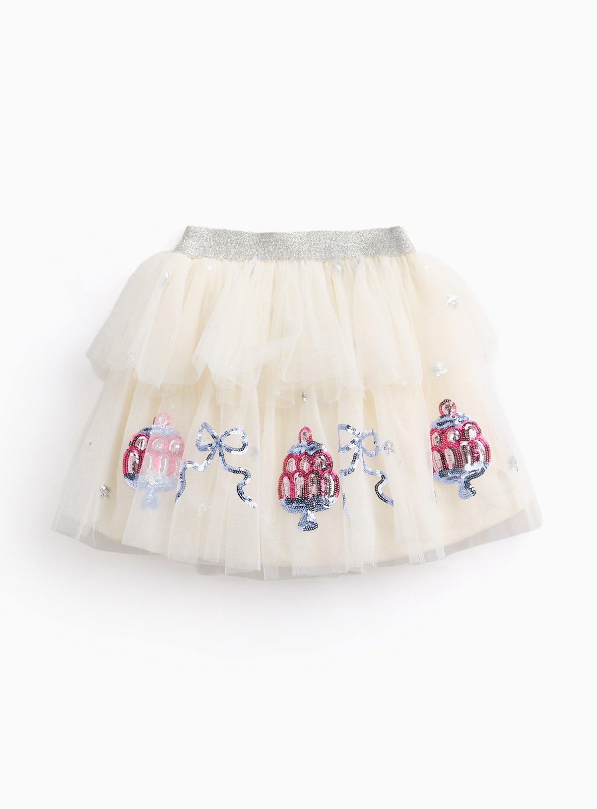 Cream Sequin Motif Tutu Skirt 