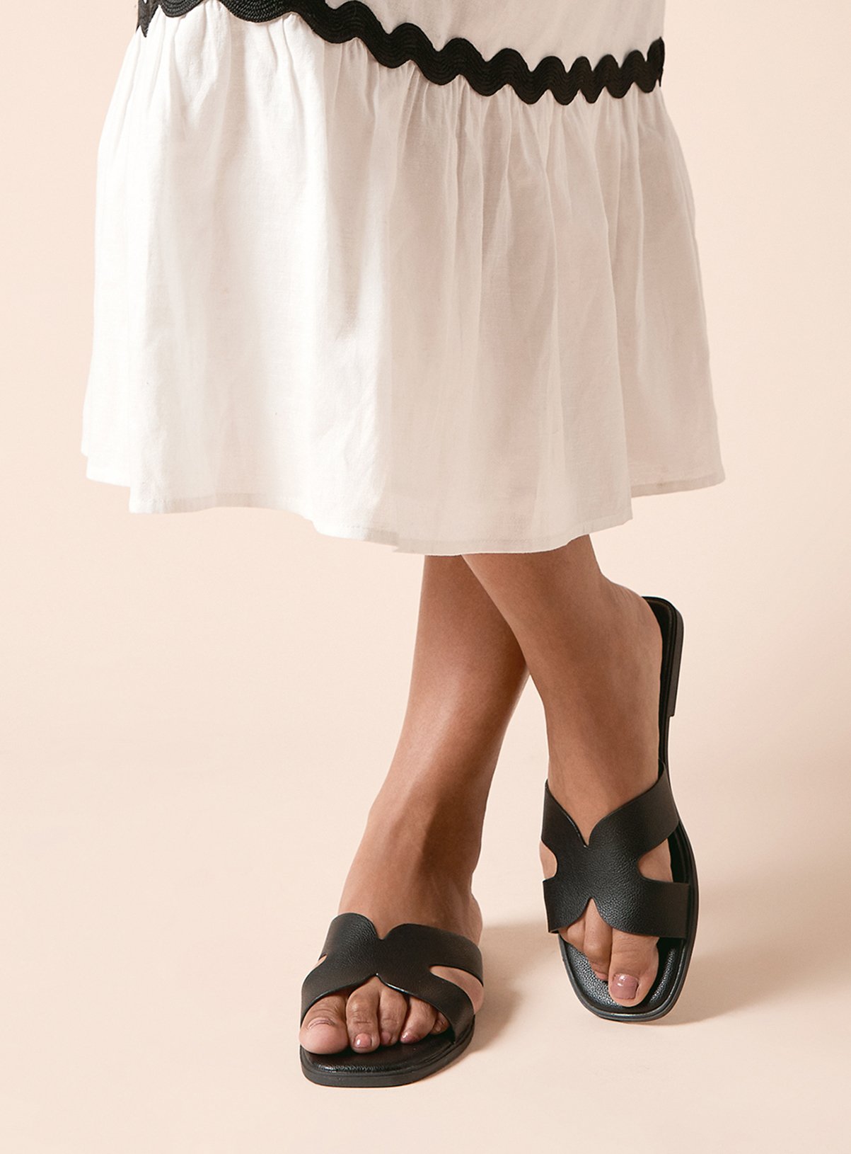 DOROTHY PERKINS Carlotta Faux Leather Comfort Flat Sliders 