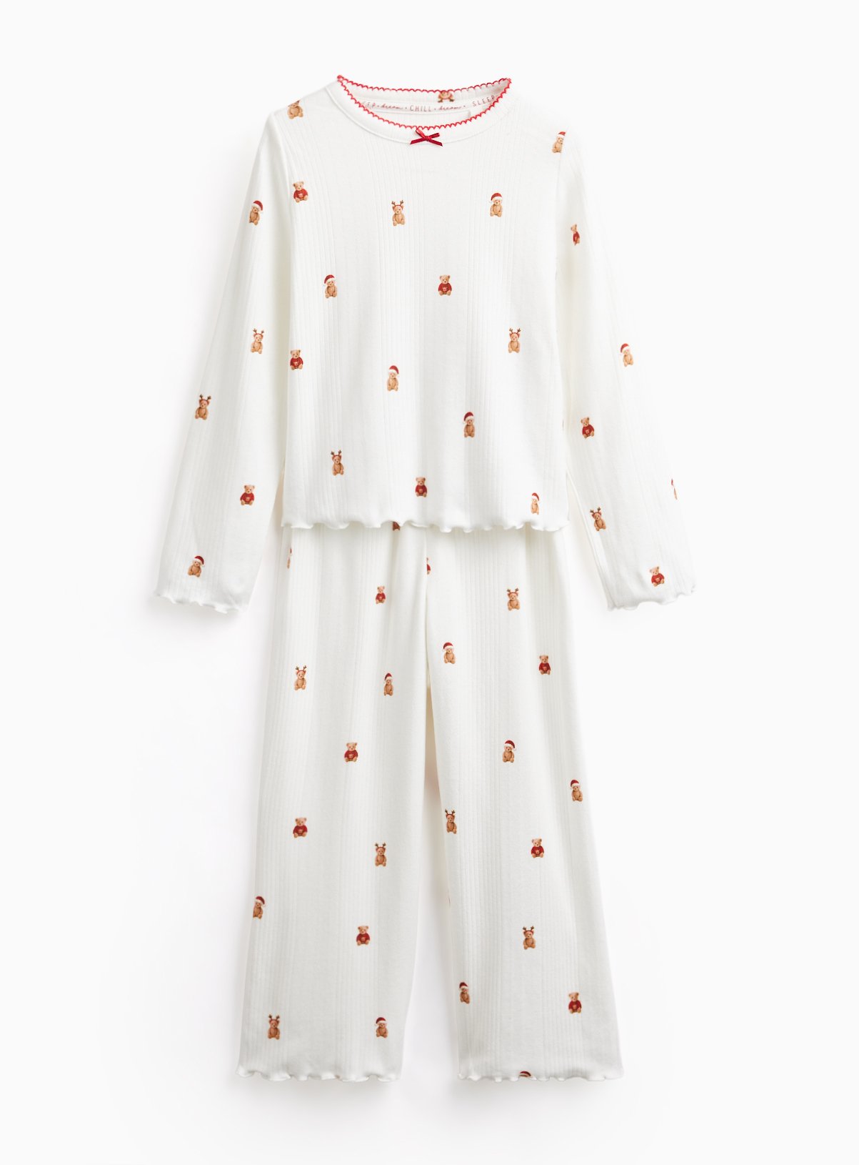 Mini Me Christmas Teddy Print Pyjama Set 