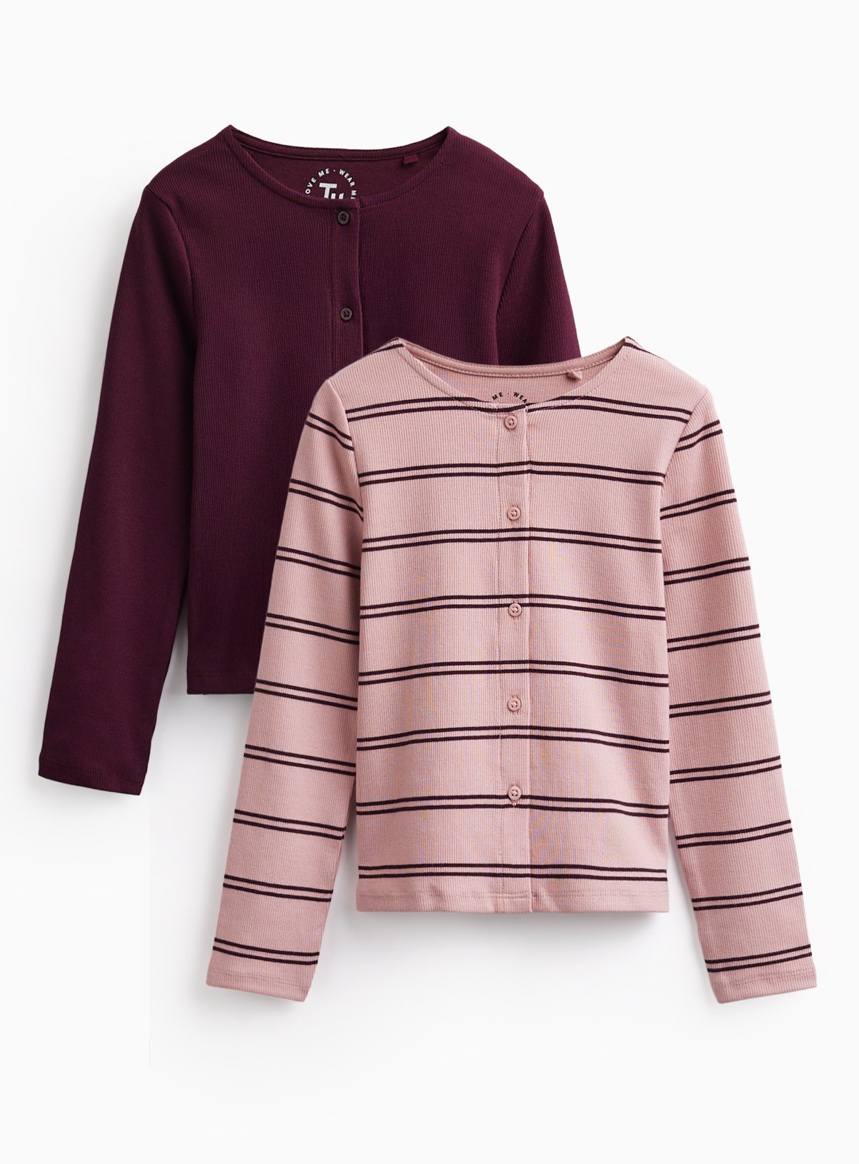 Button-Through Long Sleeve Tops 2-Pack 