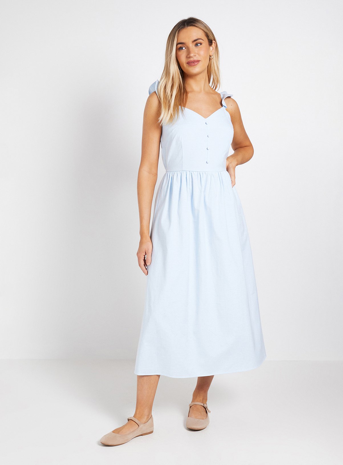 DOROTHY PERKINS Stripe Flutter Sleeve Midi Dress 8