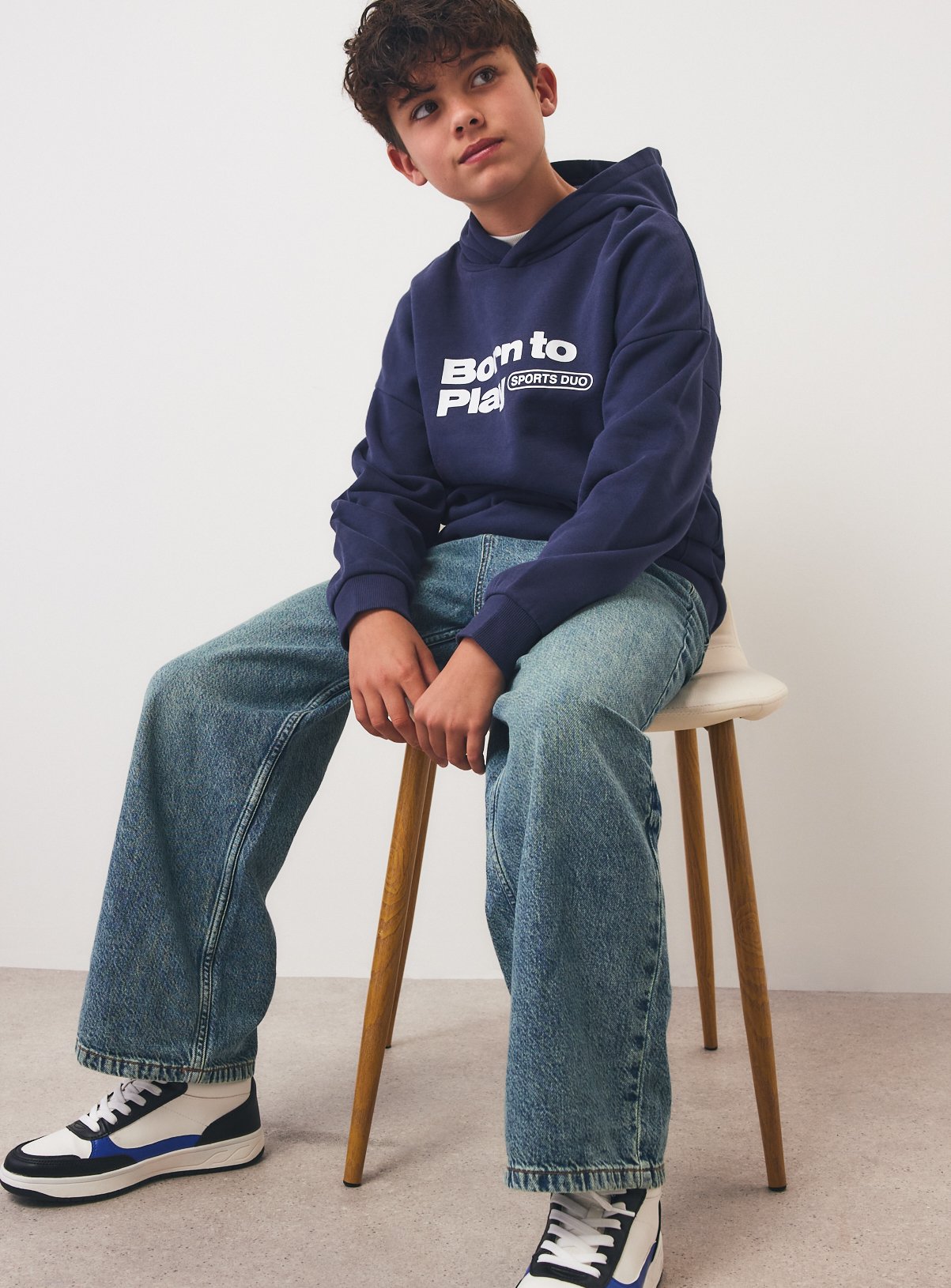 Navy Born to Play Sports Graphic Hoodie 5 years