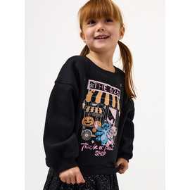 Black Halloween Lilo & Stitch Print Sweatshirt & Skirt Set