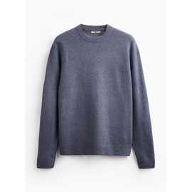Blue Relaxed Soufflé Crew Neck Jumper