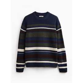 Navy Relaxed Stripe Soufflé Crew Neck Jumper