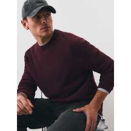 Dark Red Relaxed Soufflé Crew Neck Jumper