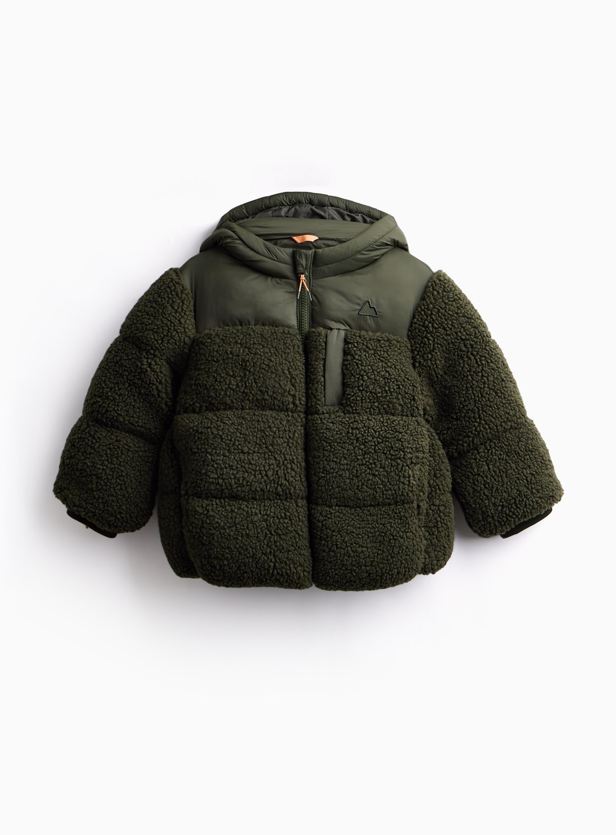Green Boucle Puffa Coat 