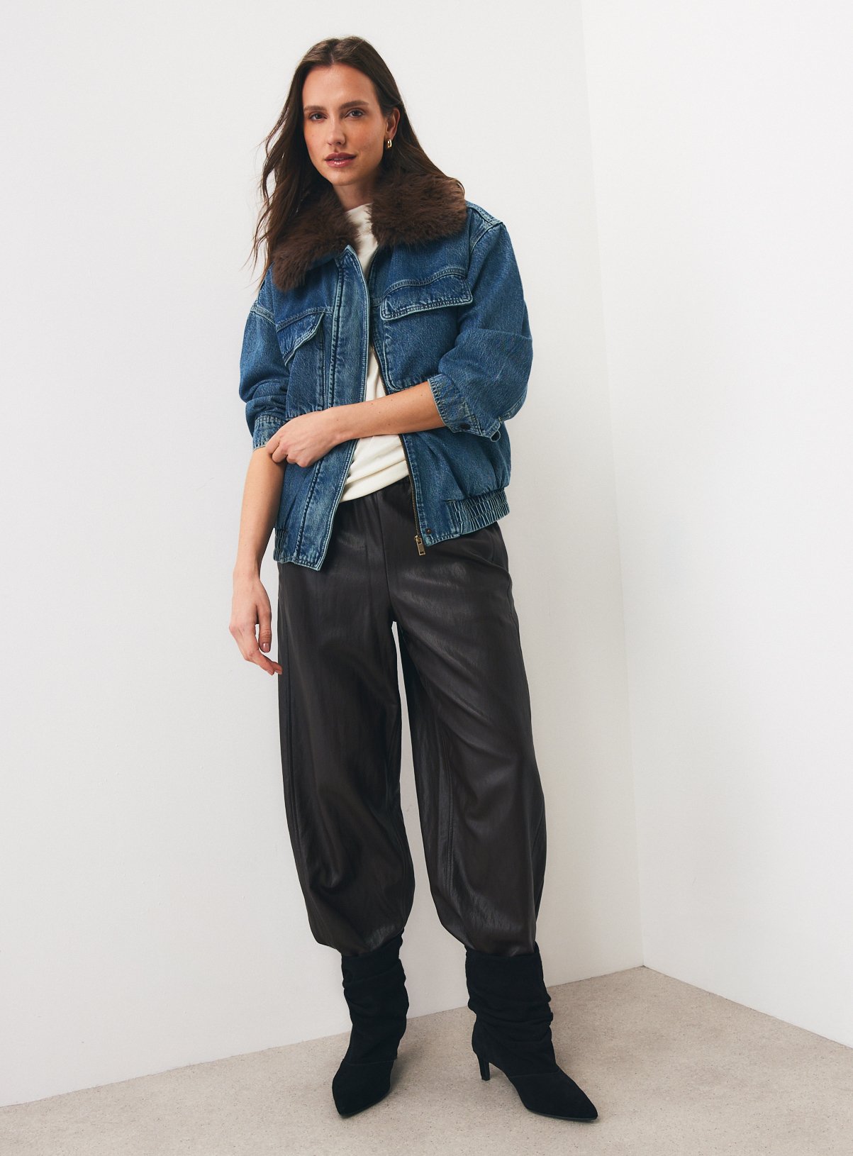 Mid Wash Faux Fur Denim Jacket 