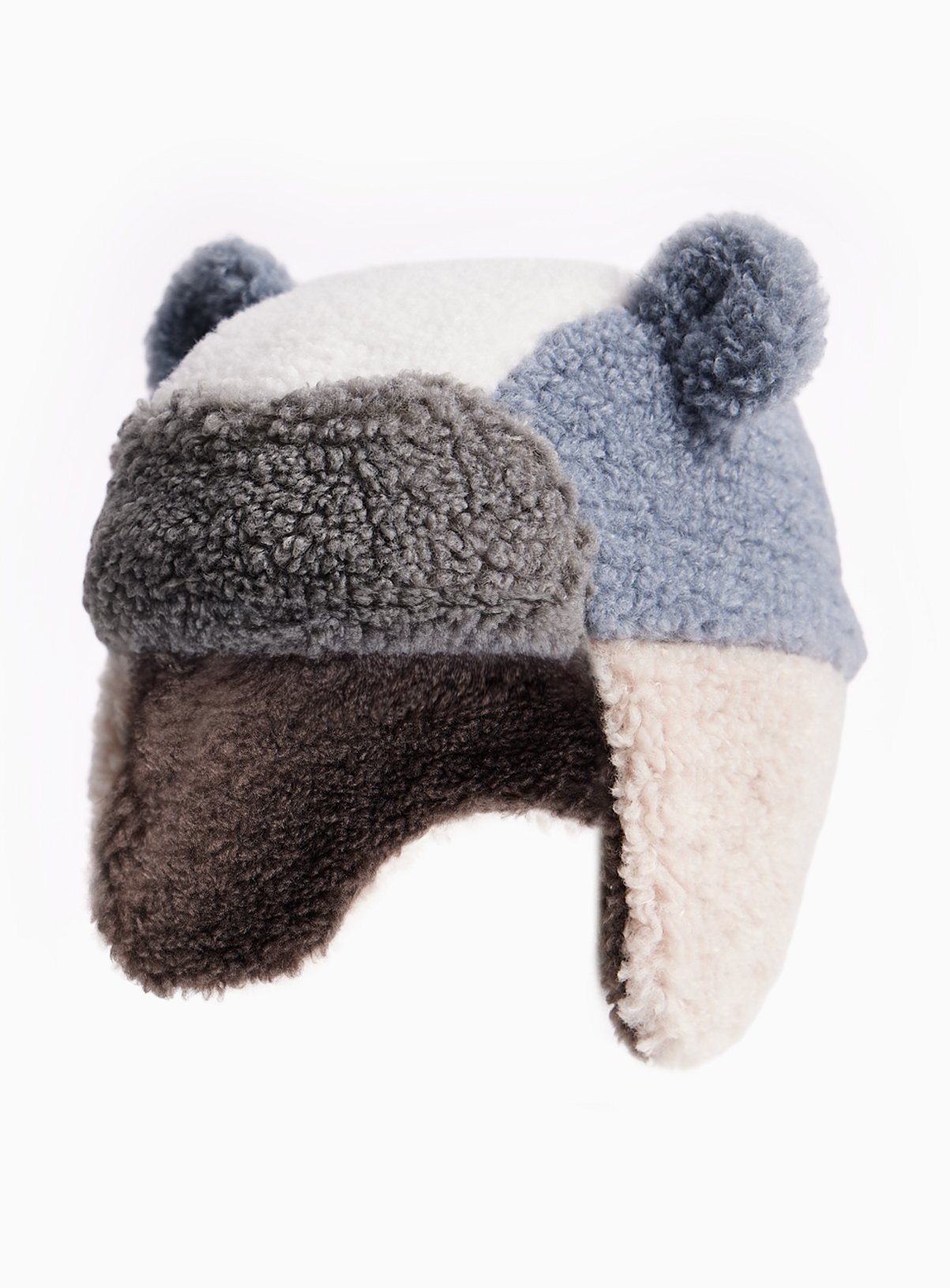 Blue Colourblock Bear Ear Trapper Hat 