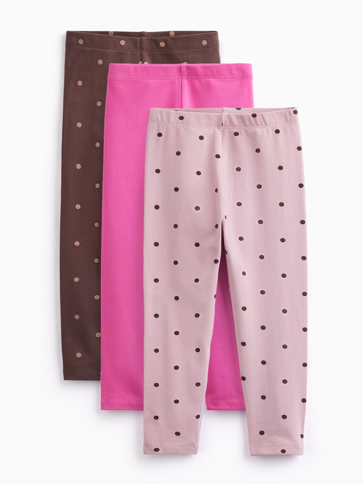 Pink & Brown Polka Dot Leggings 3-Pack 7-8 years