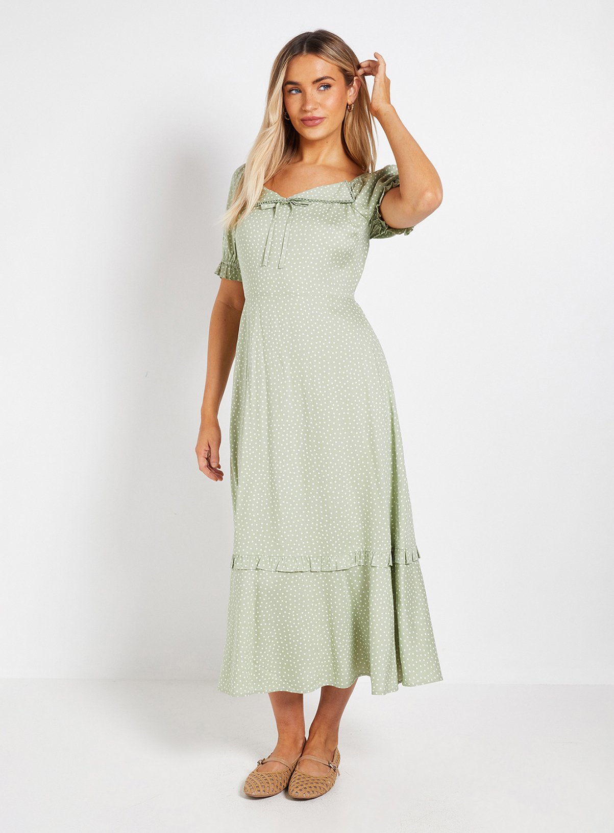 DOROTHY PERKINS Lace Trim Collar Detail Midaxi Dress 