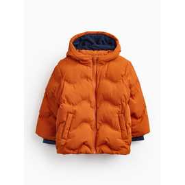 Orange Hooded Puffer Jacket