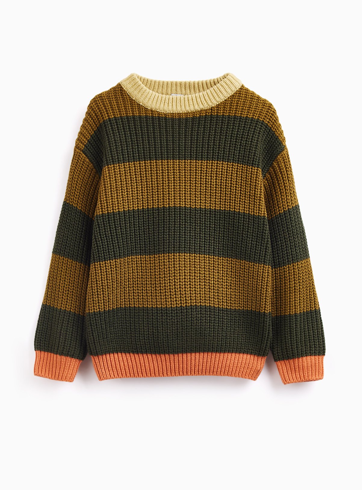 Horizontal Striped Crewneck Knitted Sweater 