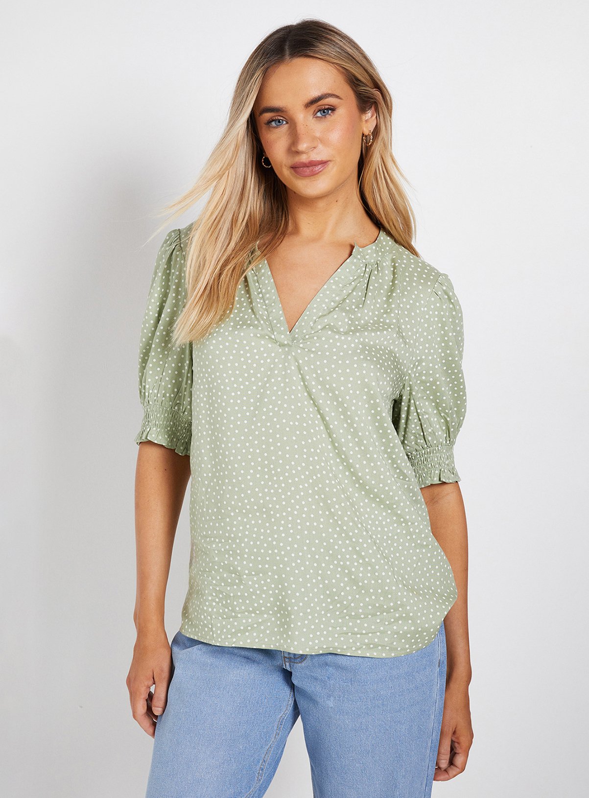 DOROTHY PERKINS Short Puff Sleeve Overhead Shirt 