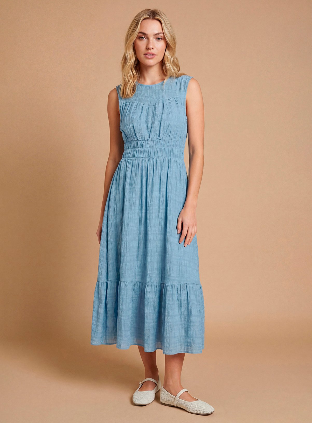DOROTHY PERKINS Shaped Shirred Bodice Midi Dress 