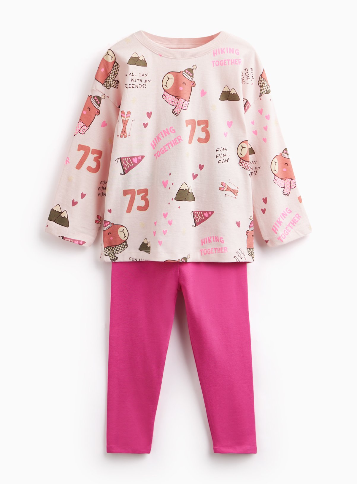 Capybara Print Top and Ribbed Leggings Set 