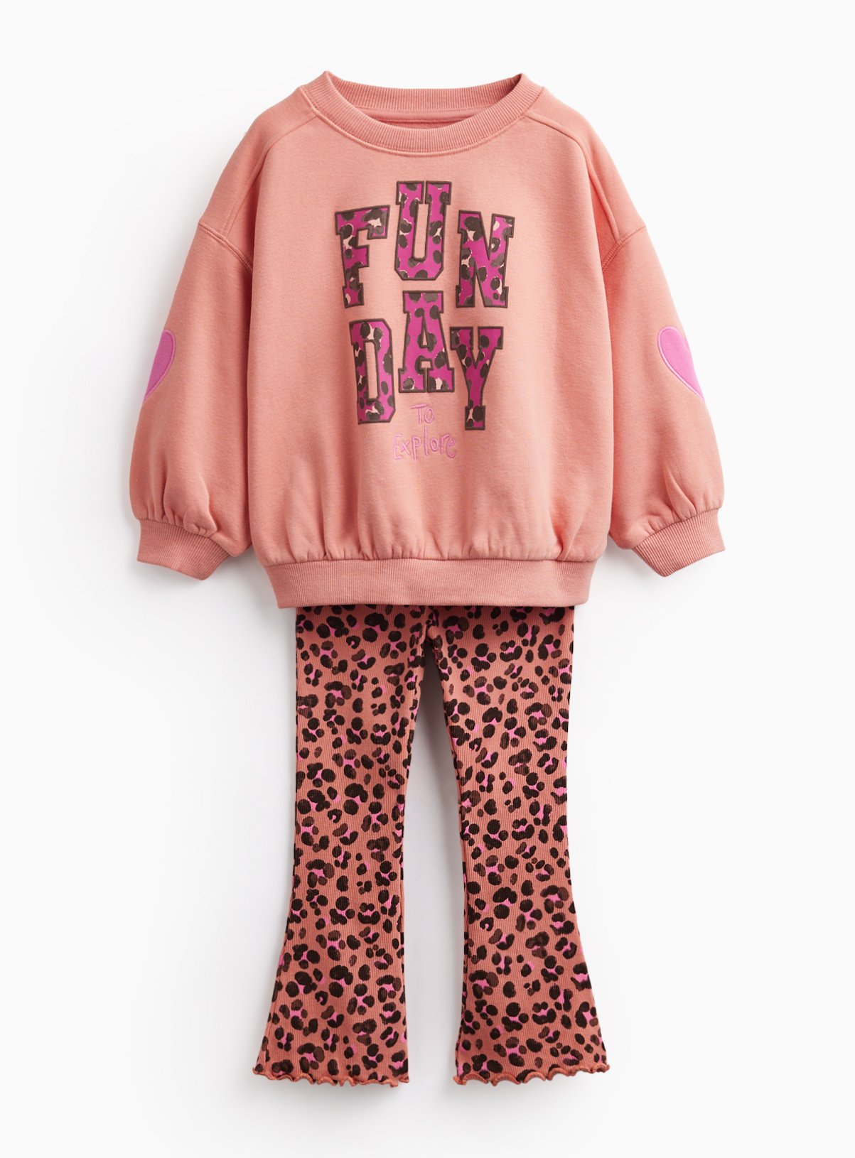 Fun Day Pink Sweatshirt & Flare Set 