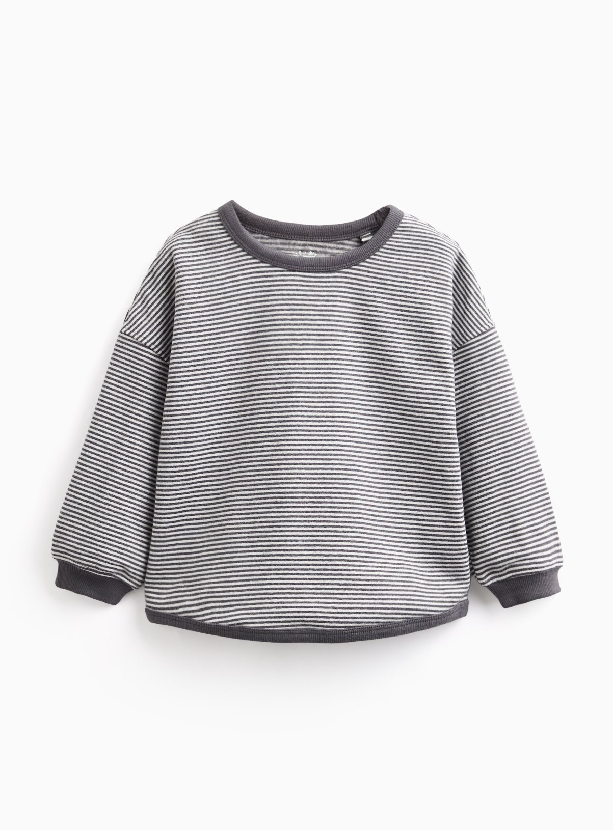 Grey & White Striped Crewneck Top 