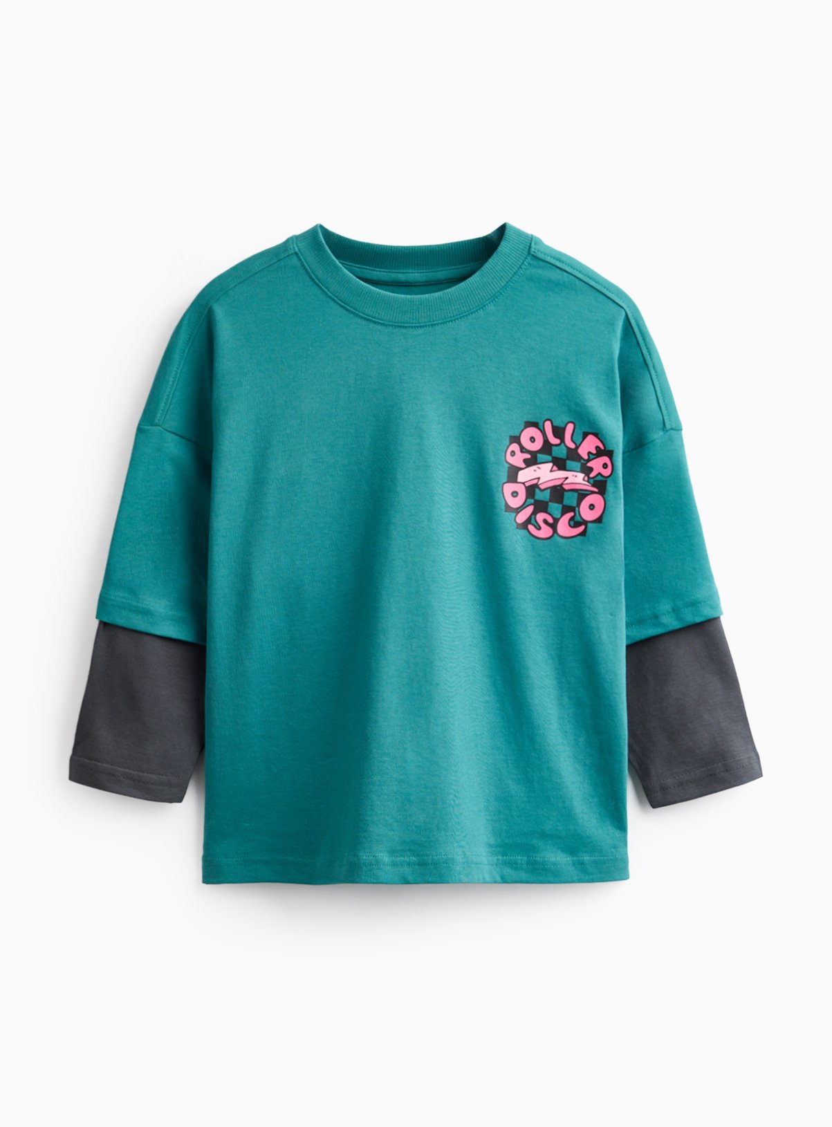 Blue Mock Sleeve Roller Disco T-Shirt 