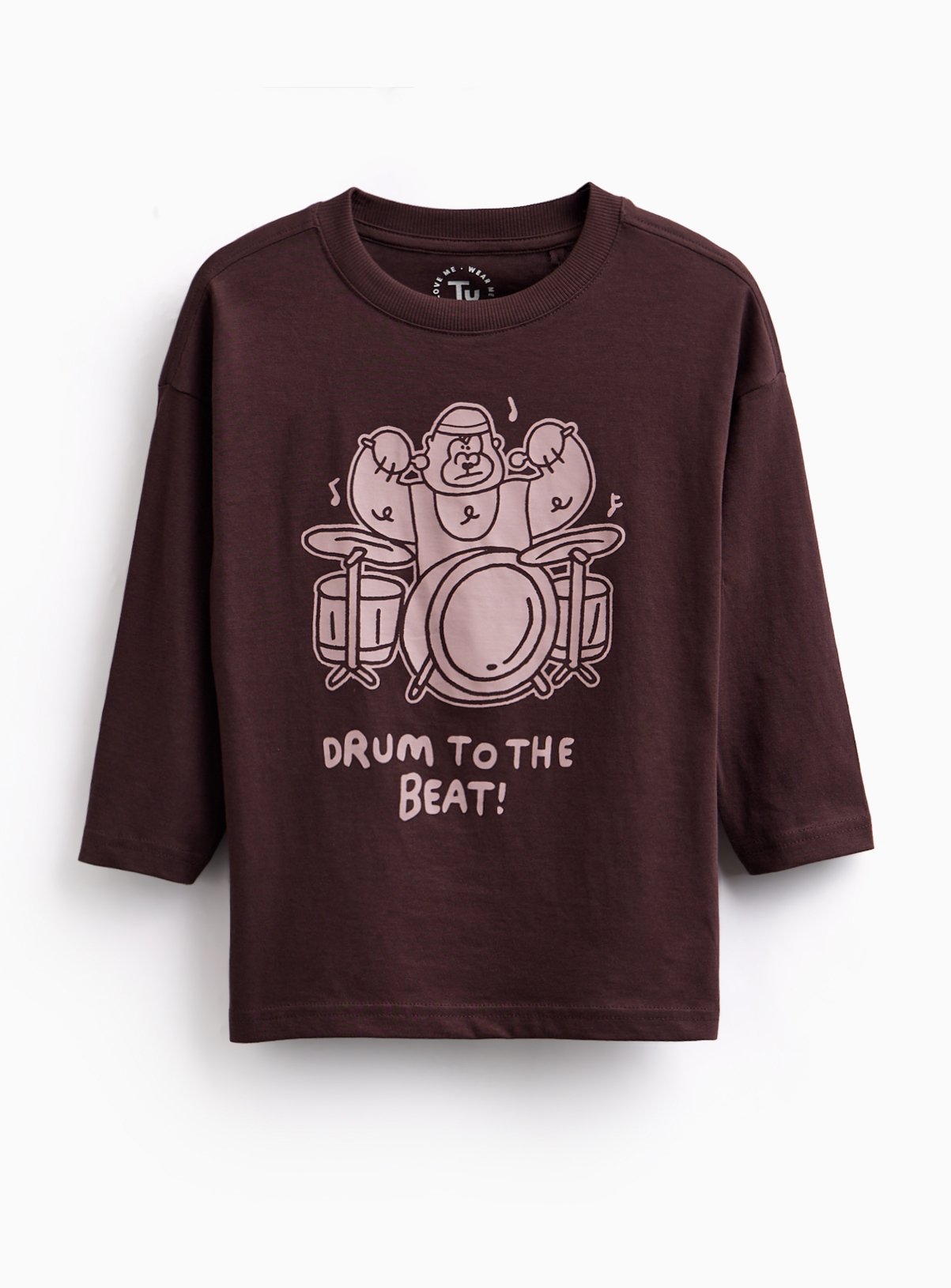 Brown Drum to the Beat Bear Graphic Top 