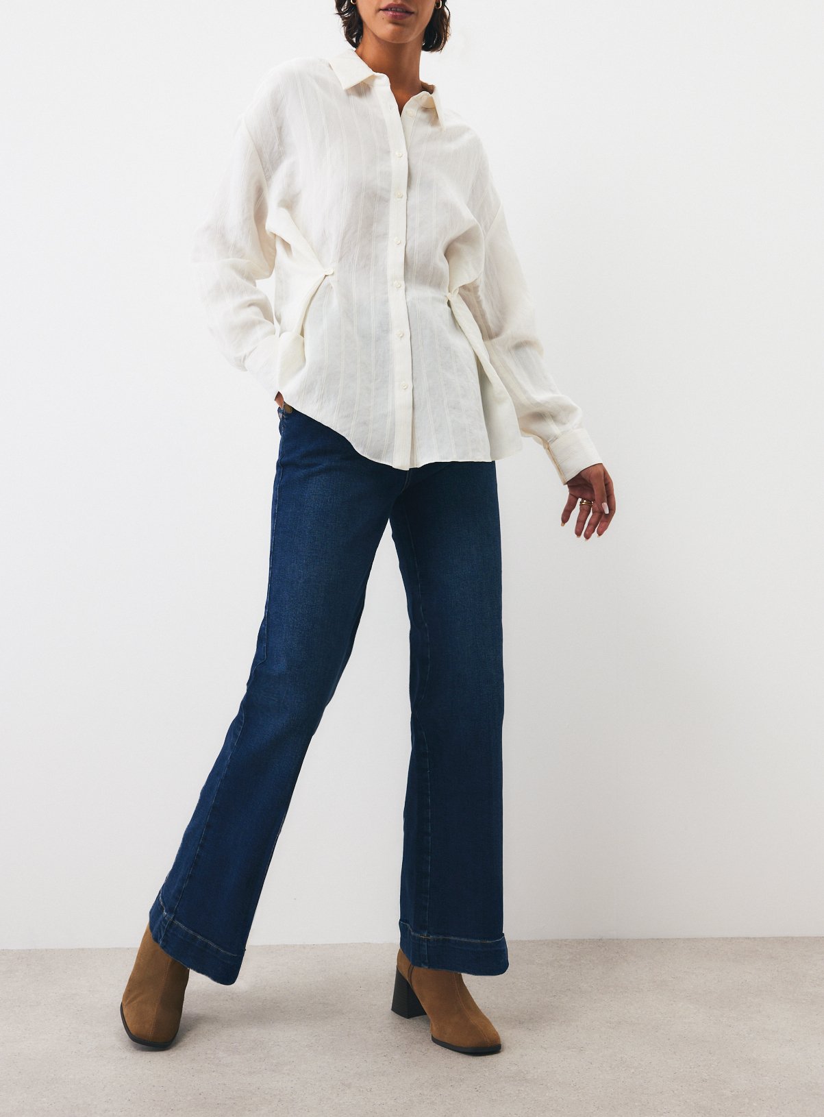 Dark Denim High Rise Stay Crease Flare Jeans 