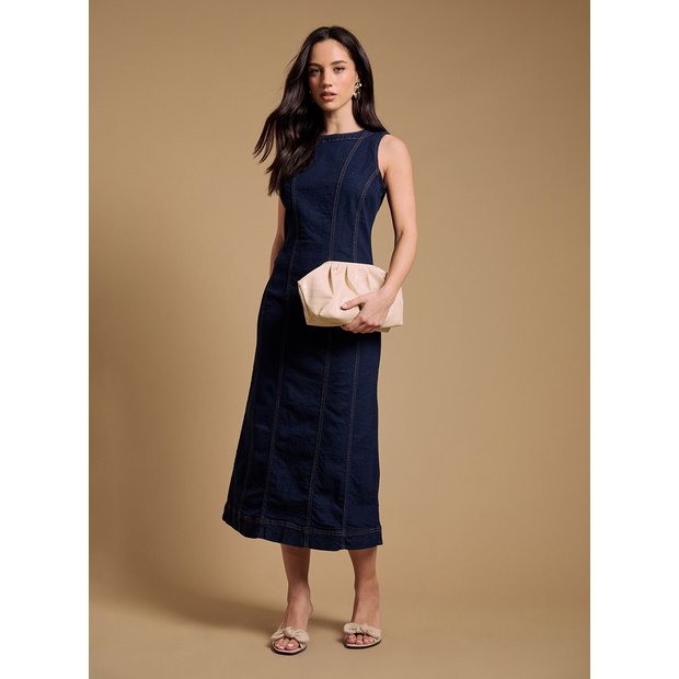 Buy OASIS Sleeveless Denim Midi Dress with Seam Detail 10 | Midi | Tu