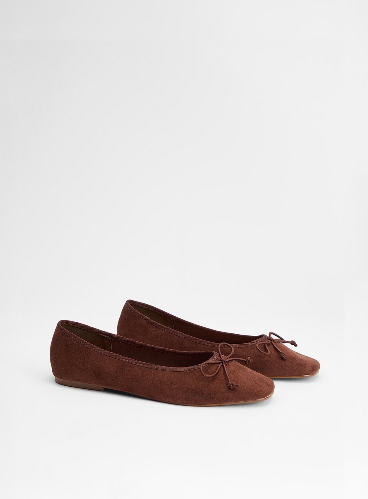 OASIS Beatrice Faux Suede Square Toe Ballet Pump Brown 5