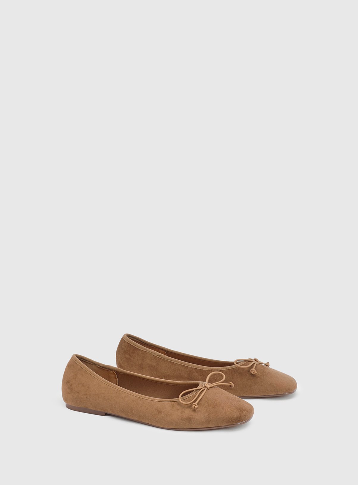 OASIS Beatrice Faux Suede Square Toe Ballet Pump Tan