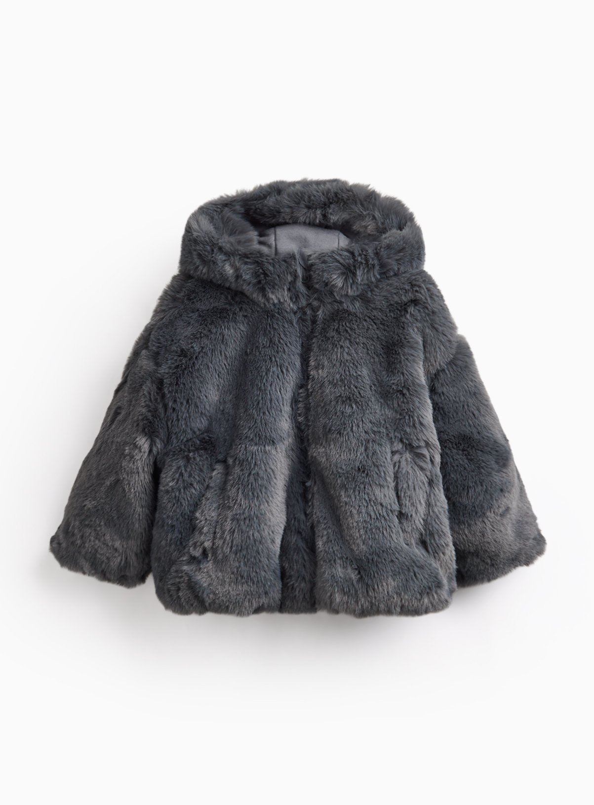 Grey Faux Fur Hooded Jacket 